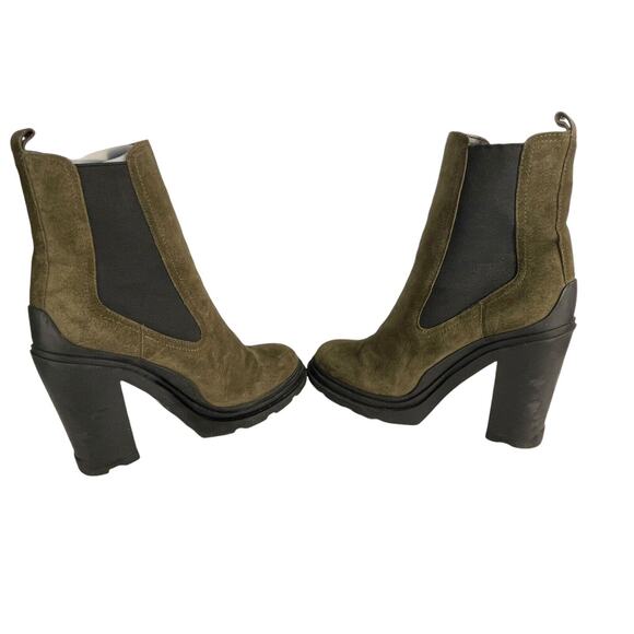 MARC FISHER LTD Green Suede RAMIO Pull On Lug Sole Ankle Boots Sz 7.5 NWOB - Picture 8 of 9